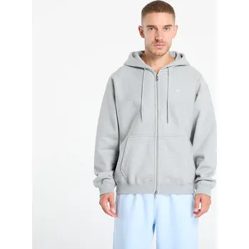 Pánská mikina Mikina Nike Solo Swoosh Men's Full-Zip Fleece Hoodie Dk Grey Heather/ Lt Smoke Grey/ White XS