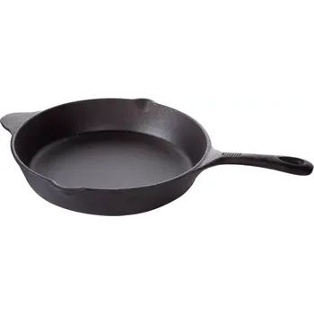 Pánev Litinová pánev 30 x 5,5 cm s rukojetí, 2 výlevky PWI 4540, hladká (Masivní celo-litinová pánev s dvěma madly a výlevkami)