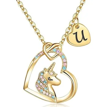 Náhrdelník TINGN Dárky pro dívky s jednorožcem náhrdelník ve tvaru srdce pro dívky náhrdelník