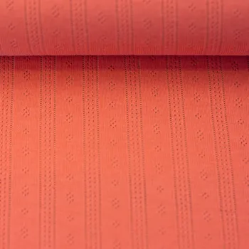 Bavlněný úplet s dírkovaným vzorem - oranžová