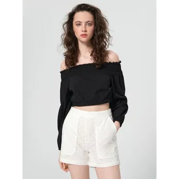 Dámské kraťasy Sinsay - Látkové kraťasy - krémová - 1379F-01X - 1379F-01X-XL