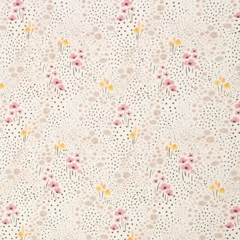 Bavlněný úplet s dírkovaným vzorem - jemné kytičky