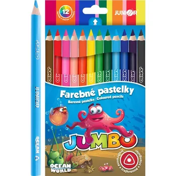 Pastelky JUNIOR Ocean World JUMBO trojhranné - sada 12 ks