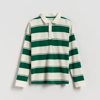 Dětská móda Reserved - Bavlněné polo s&nbsp;dlouhými rukávy - krémová - 027FI-01X - 027FI-01X-122