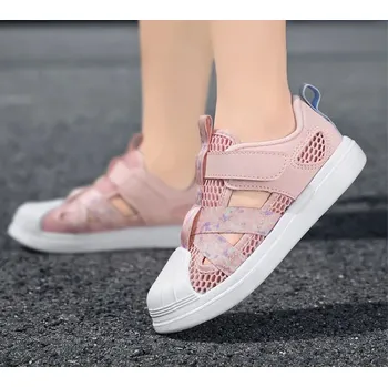 Dětská sportovní obuv Dívčí prodyšné sportovní sandále s uzavřenou špičkou Barva: Růžová, Velikost EUR: 27