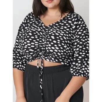 Oblečení a móda Sinsay - Halenka s&nbsp;balonovými rukávy - vícebarevná - YP733-MLC - YP733-MLC-1XL