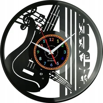 Hodiny Nástěnné hodiny Rocková kytara z vinylové desky – moderní dekorace