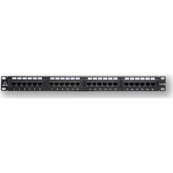 Serverovna PP-112 24P/C5E - černá - 19" patch panel 1U, 24 portů C5E