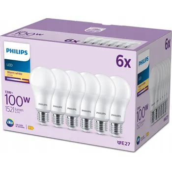 Žárovka Sada 6x LED žárovka E27 A65 13W = 100W 1521lm 2700K Teplá bílá 150° PHILIPS