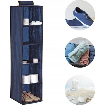 Obraz MODRÝ závěsný organizér do skříně s 5 přihrádkami 30X30X120 cm