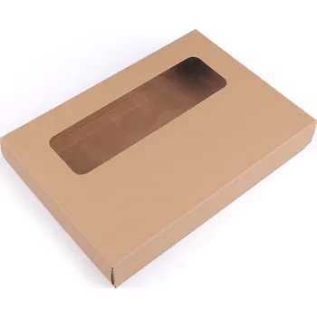 Papírová krabice s průhledem Varianta: 2 hnědá přírodní, Balení: 10 ks 53446/133091/247743
