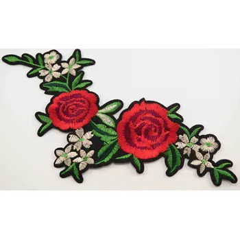 Nažehlovací záplata - květiny na větvičce - rozměr 25 cm x 10 cm