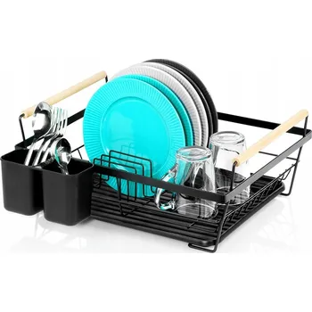 Odkapávač na nádobí Velký odkapávač na nádobí, stojanový sušák na talíře a příbory, černý kov, 45 cm