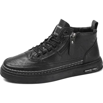 Pánská sportovní obuv Zimní pánské kotníkové boty s koženým svrškem Barva: Černá, Velikost: 44