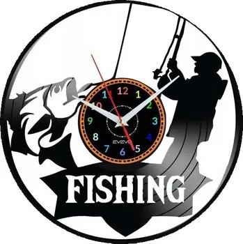 Hodiny RYBÁŘSKÉ HODINY NÁSTĚNNÉ DEKORATIVNÍ MODERNÍ VINYLOVÁ DESKA