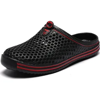 Dámské sandále Letní pánské plážové pantofle s větracími otvory Barva: Černá, Velikost: 42