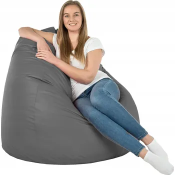 Taburet ŠEDÝ VAK XXL EKO KŮŽE TABURET KŘESLO