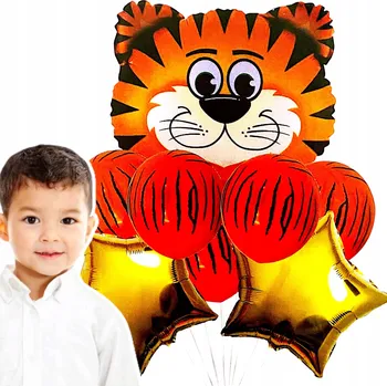 Balónek SADA BALÓNKŮ TYGRÍK Zvířátko DEKORACE na dort