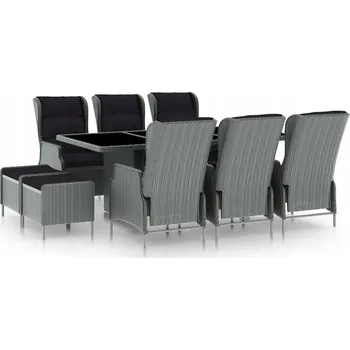 Zahradní sestava Ratanová zahradní sedací souprava VidaXL, šedá, 9 dílů