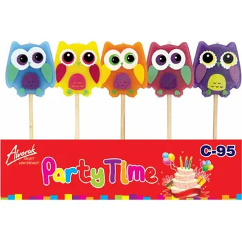 Dortová svíčka Alvarak Dortové svíčky Sova 5ks