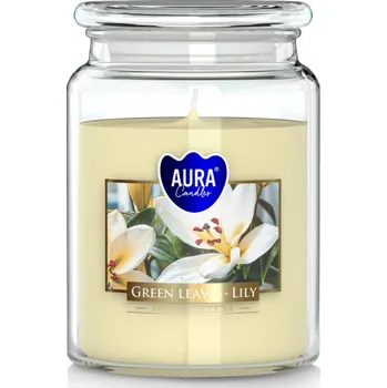 Svíčka Aura candles Vonná svíčka s uzávěrem 'Green leaves-Lily' 500 g