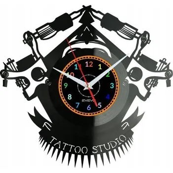 Hodiny Nástěnné hodiny do tetovacího salonu Vaše Jméno - Vinylová deska - Moderní dekorace