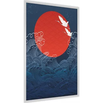 Obraz Plakát v Rámu SLUNCE Ptáci Vlny Abstrakce 50x70