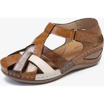 Dámské sandále Pohodlné dámské sandály na léto s otevřenou špičkou Barva: Hnědá, Velikost: 43