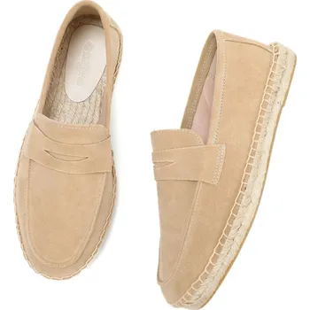 Pánské mokasíny Pánské espadrilky slip-on z přírodní kůže a jutové tkaniny Barva: Béžová, Velikost: 46