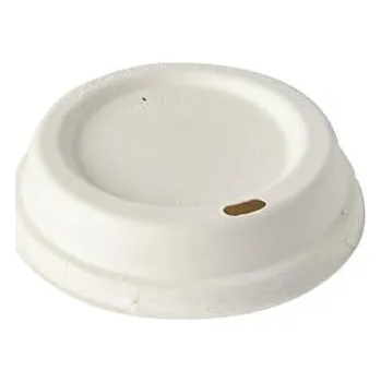 Jednorázové nádobí Víčka na kelímky z cukrové třtiny 90mm BÍLÁ - 50 ks