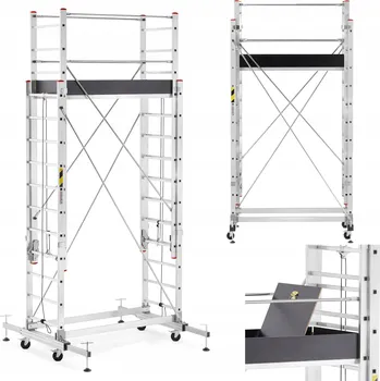 Lešení Pojízdné hliníkové lešení s lankovým výsuvem, skládací HIGHER 2x9, 5,3 m