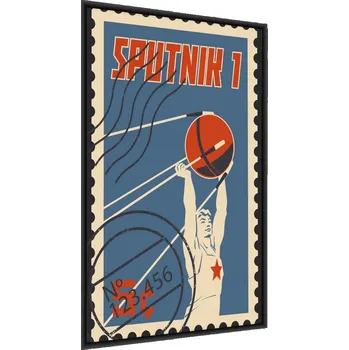 Obraz Plakát POŠTOVNÍ ZNÁMKA Satelit Retro Styl 60x80 v rámu 60 x 80 cm