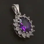 Goldpoint Stříbrný oválný přívěsek s ametysty a zirkony Varianta: stříbrný přívěs