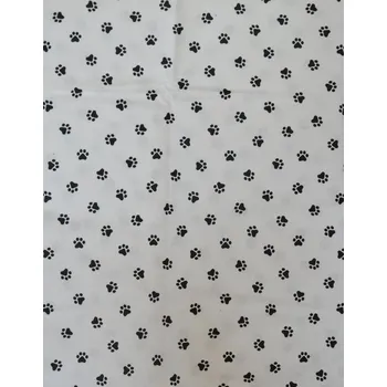 Bavlněná česká látka šíře 160cm - černé tlapky na bílé (50cm)
