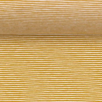 Bavlněný úplet - jemné proužky zlatá žlutá/bílá