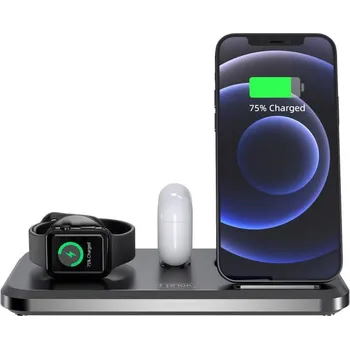 IP kamera Indukční nabíječka 3v1 T-Phox, bezdrátová, Qi, pro smartphony, rychlonabíjení