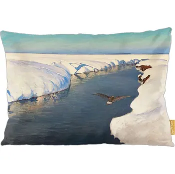 Polštář Polštář Zimní krajina s řekou a ptákem od Juliana Fałata