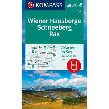 Wiener Hausberge, Schneeberg, Rax (Kompass – 228, set 2 map) - turistická mapa