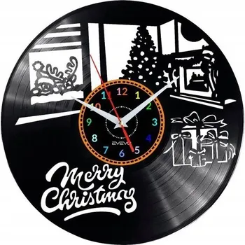 Hodiny VESELÉ VÁNOCE NÁSTĚNNÉ HODINY DEKORATIVNÍ MODERNÍ VINYLOVÁ DESKA VINYL N