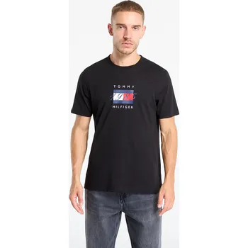 Tričko Tommy Hilfiger Linear Flag Graphic Tee Black XL