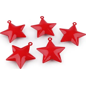 Vánoční dekorace Rolničky stromeček, hvězda Varianta: 2 červená hvězda, Balení: 5 ks 58386/149112/268153