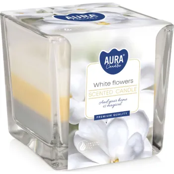 Svíčka Aura candles Vonná svíčka ve skle 'White flowers' 170 g