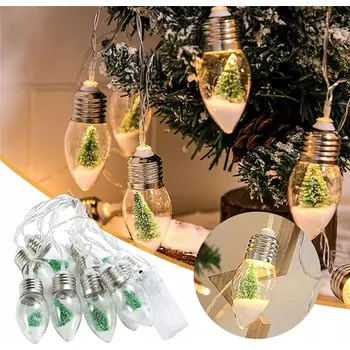 Vánoční dekorace VÁNOČNÍ LAMPY GIRLANDA ŘETĚZ VÁNOČNÍ BAŇKY VÁNOČNÍ STROMKY TEPLÉ 10 LED 2 m LS-01