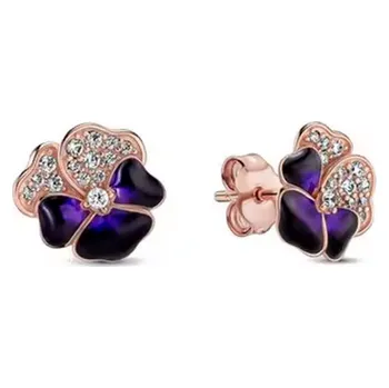 Náušnice Prosperk Náušnice macešky zlato fialové