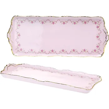 Leander 1907, Loučky u Karlových Varů Podnos 37 cm AMIS girlanda z růžiček - růžový porcelán