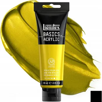 Vodová barva Akrylová Barva Liquitex Basics Acrylic 118ml 343 Metalická žlutá