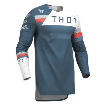 Moto dres Lehký a pružný motokrosový - enduro dres THOR SPORTMODE LEAGUE barva šedomodrá/bílá (inovativní řada oblečení je navržena pro jezdce, kteří touží po neomezené pohyblivosti a chtějí dosáhnout maximálního výkonu)