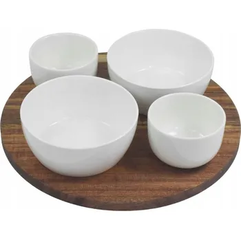 KERAMICKÝ PODNOS SE 4 MISKAMI NA SERVÍROVÁNÍ PŘEDKRMŮ 26 CM FSC