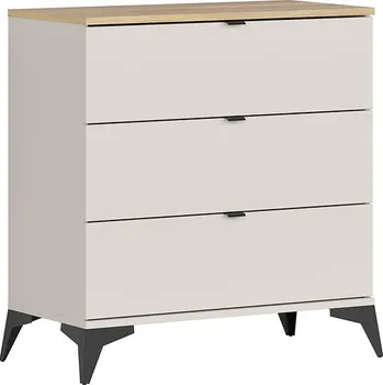 Komoda Komoda Glamour - Black Red White - BRW Kašmír/Dub Mauvella 85x90 cm