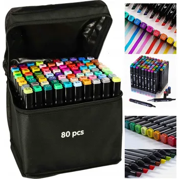 LIHOVÉ FIXY 80 KUSŮ Popisovače Fixy Oboustranné Pro + TAŠKA